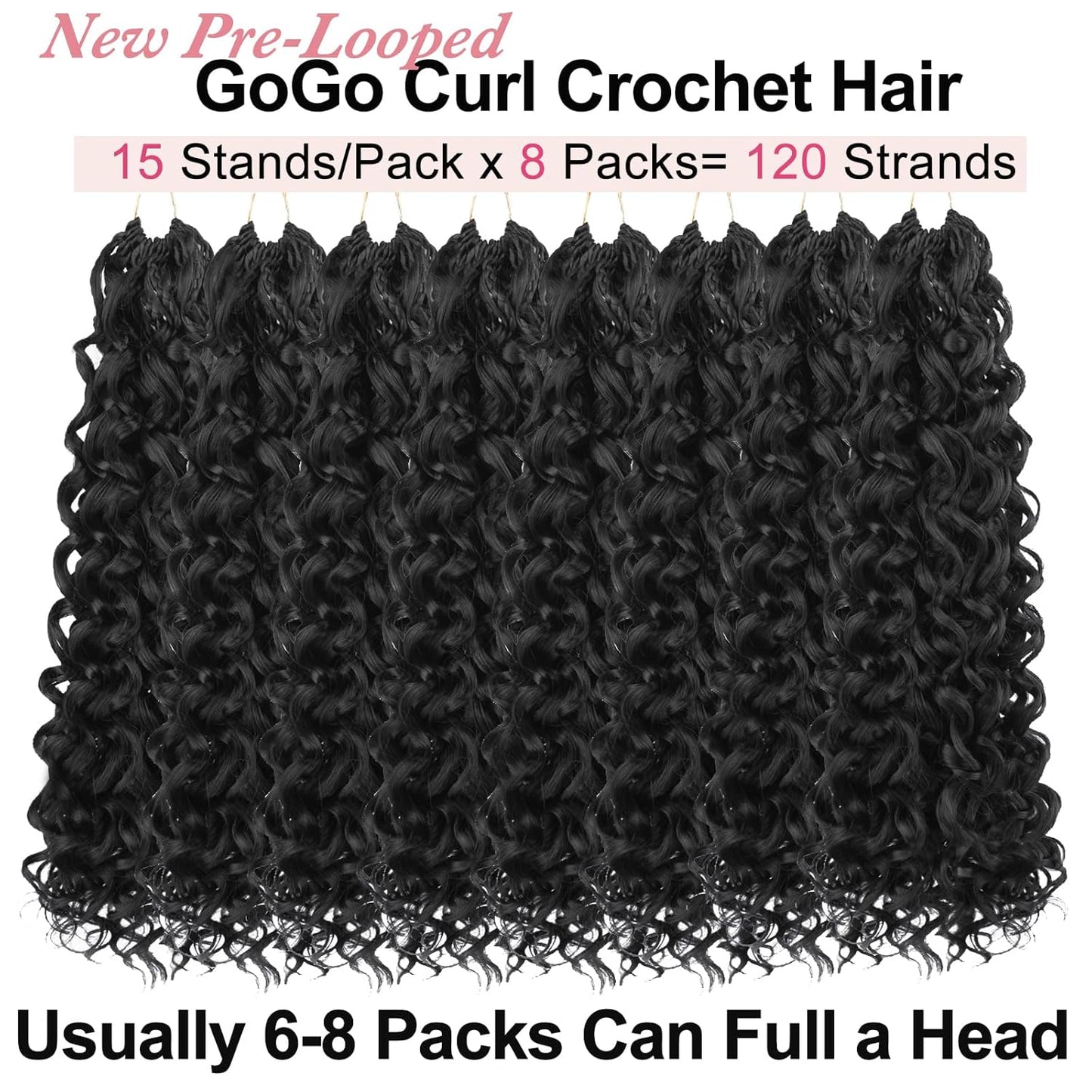 GoGo Curl Crochet Hair - 14 Inch Pre Looped Braids for Black Women | Soft Synthetic Deep Water Wave Extensions