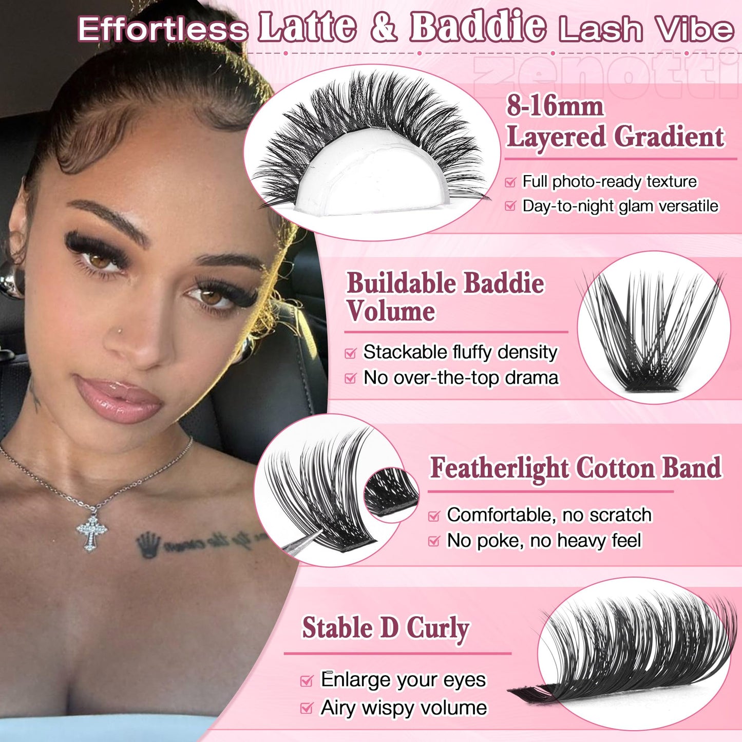 Lash Clusters Kit Fluffy 80D 100D Eyelash Clusters Kit 544PCS Wispy Cluster Eyelash Extensions D Curly Individual Lashes 8-16mm Soft Band DIY at Home with Lash Bond&Seal Tweezers Brush by zenotti