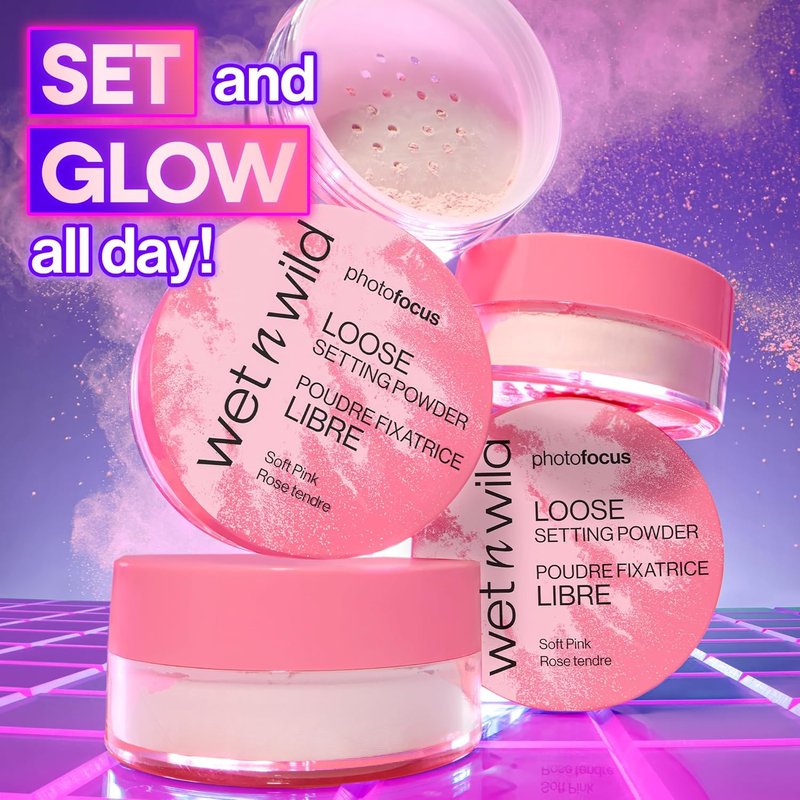 Wet n Wild Photo Focus Loose Setting Powder - Lightweight Silky Formula for Luminous Glow | Soft Pink, Blurring & Oil-Control Finish