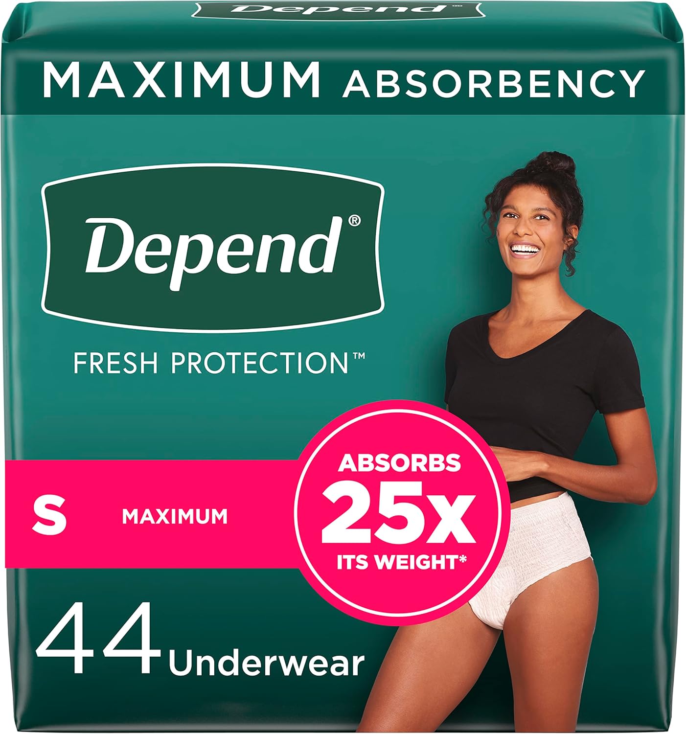 Depend Fresh Protection Adult Diapers - Maximum Absorbency Incontinence Underwear for Women | Large, Blush, 72 Count