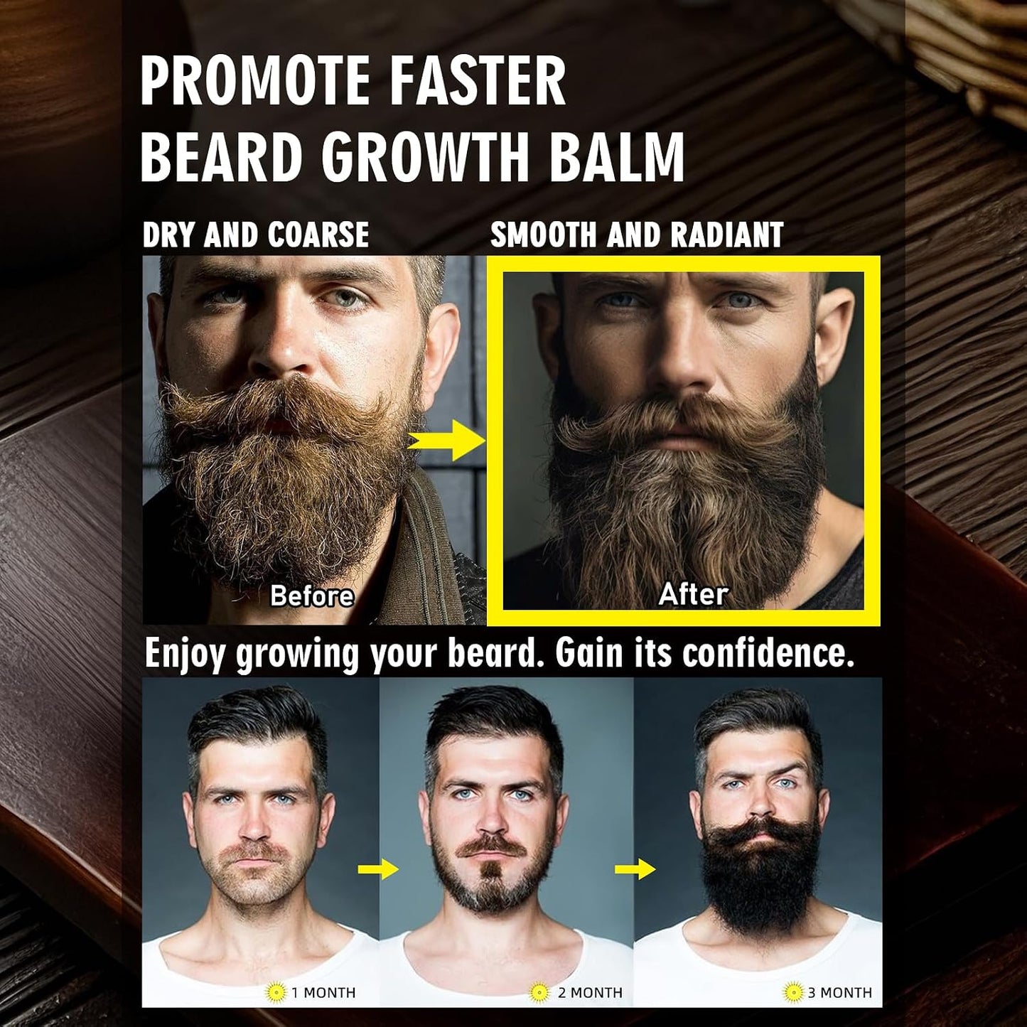 Biotin Beard Balm Set for Men - Natural Sandalwood Butters | Moisturize & Shape Beards - Perfect Grooming Gift