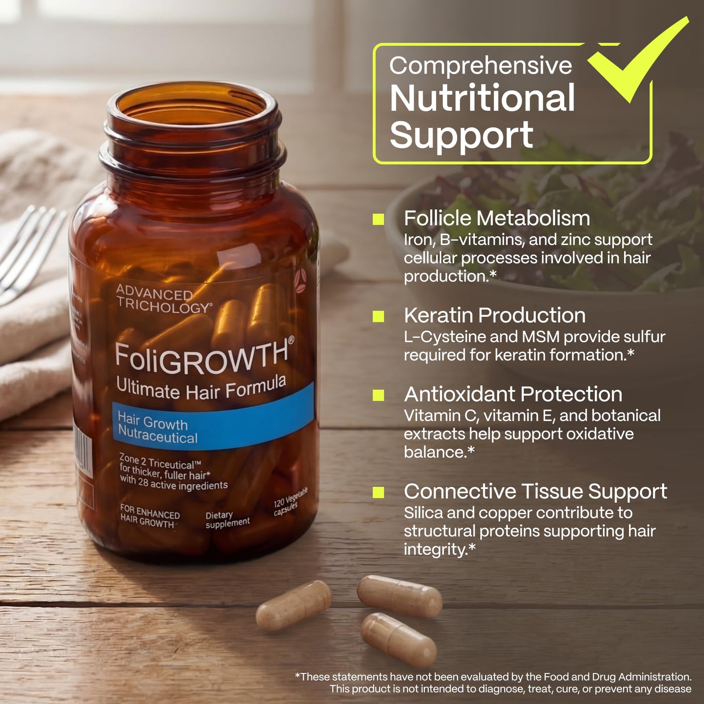 FoliGROWTH® Hair Growth Supplement for Women & Men | For Thicker, Fuller Hair | American Hair Loss Association Approved | Supports Thinning Hair