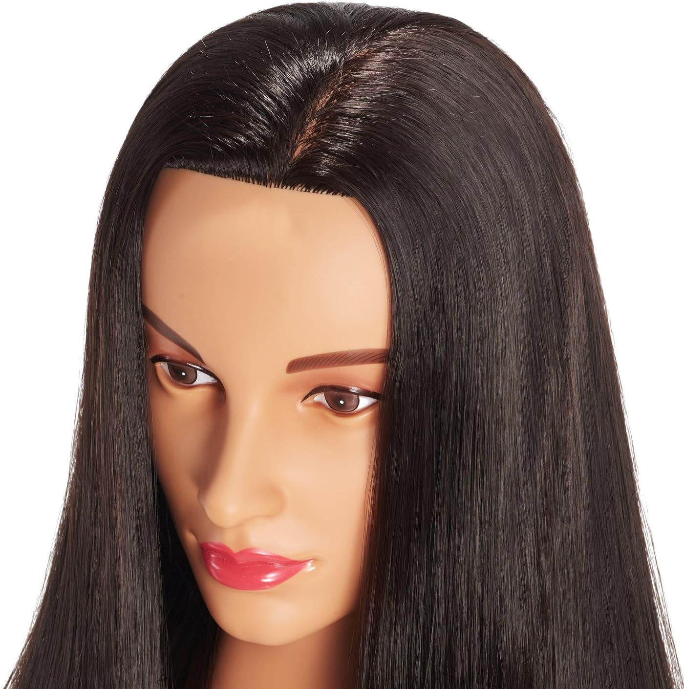 Hairingrid Mannequin Head - 26"-28" Hair Styling Training Doll with Synthetic Fiber Hair | Includes Free Clamp Holder (Black)