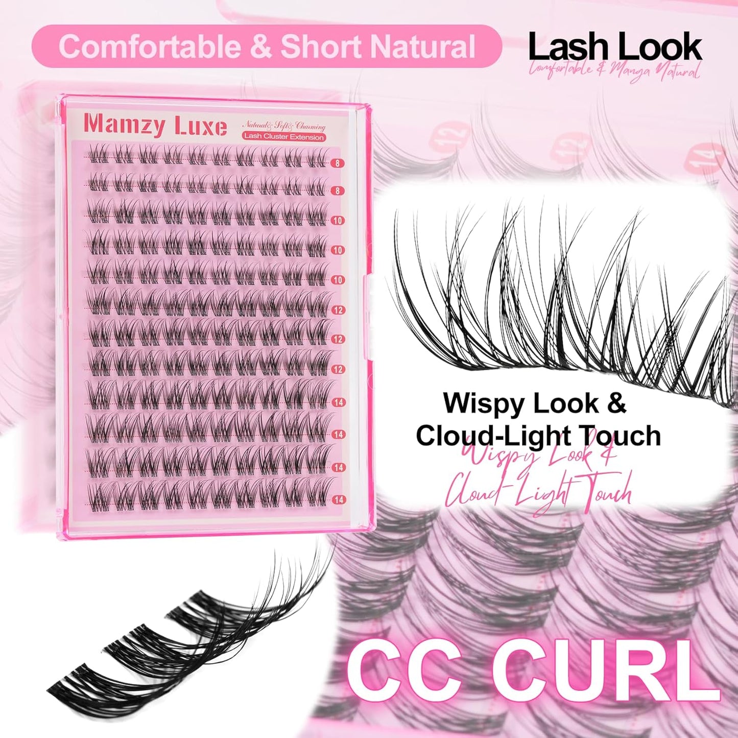Natural Lash Clusters Kit - Short Wispy Eyelash Extensions 8-14MM | 120Pcs with Bond, Seal & Tweezers