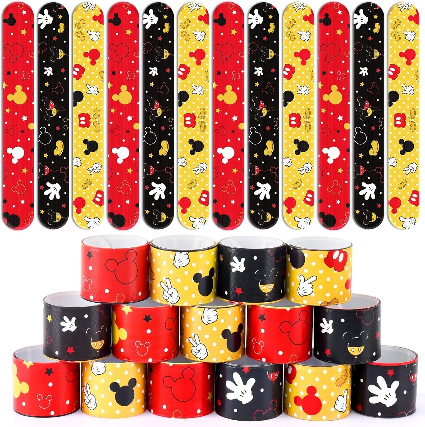 Cartoon Animation Slap Wristbands - 24 Pack Party Favors | Fun Goodie Bag Fillers for Birthday & Theme Parties