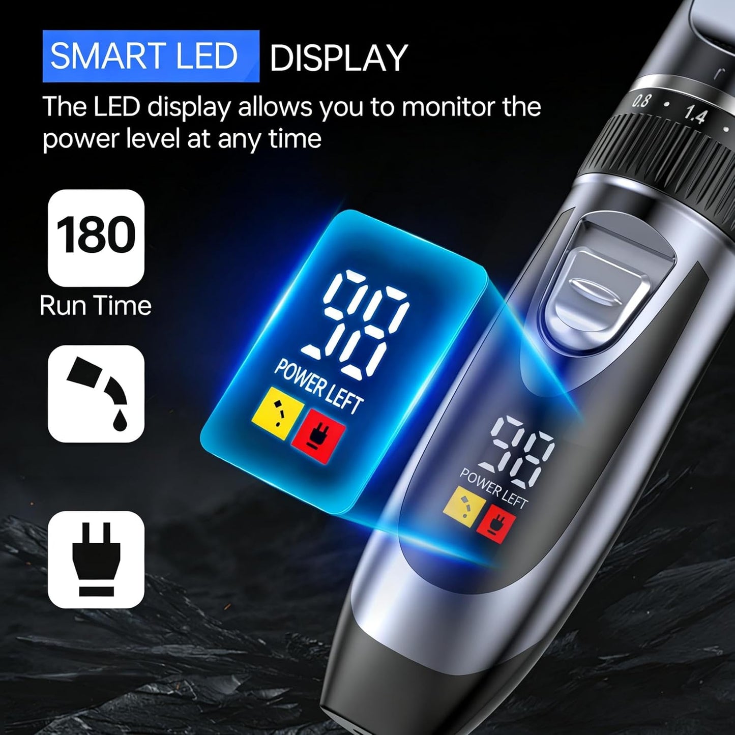 Men's Hair Clippers & Beard Trimmer Grooming Kit - Cordless Rechargeable Hair Clipper with LED Display for Professional Haircuts | Home Grooming Gifts