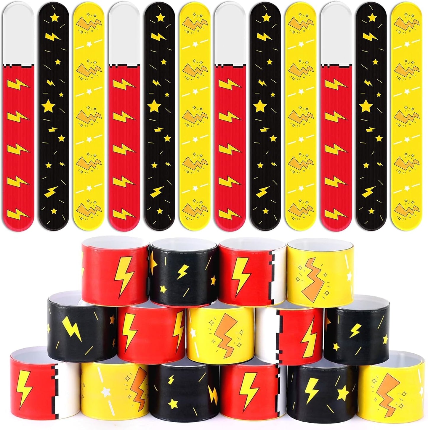 Cartoon Animation Slap Wristbands - 24 Pack Party Favors | Fun Goodie Bag Fillers for Birthday & Theme Parties