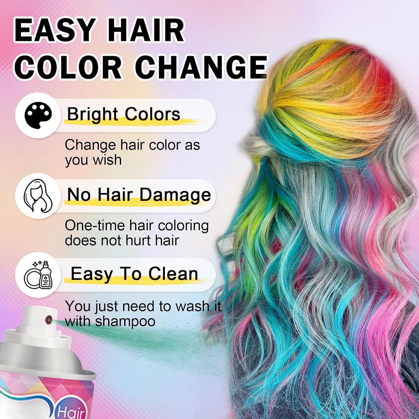Temporary Hair Color Spray - Washable Black Hair Dye for Women | 120ML | Perfect for Christmas & Halloween