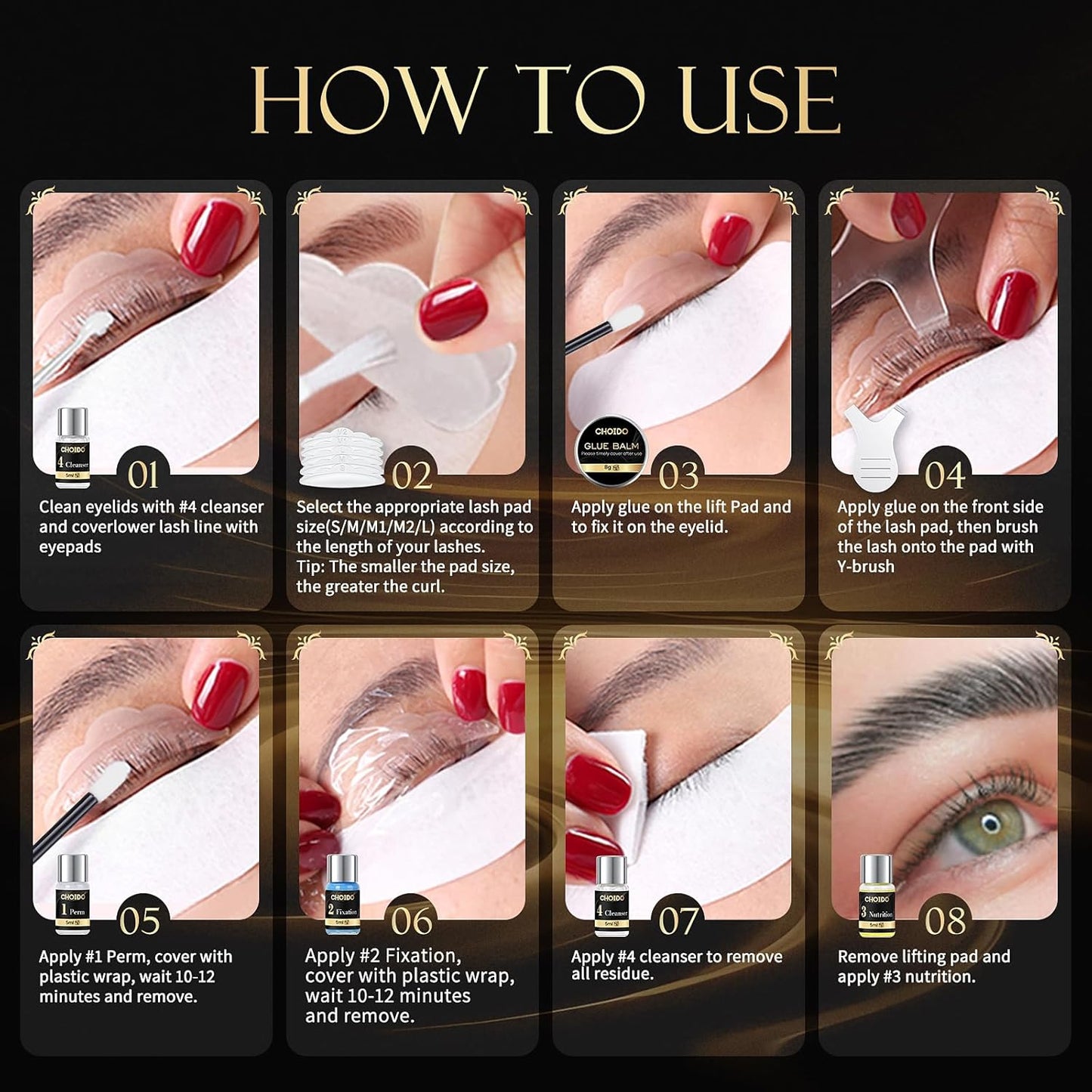 Lash Lift Kit & Eyebrow Lamination - 2-in-1 Professional Eyelash Perm & Curling Set | Lasts 6-8 Weeks (Black)