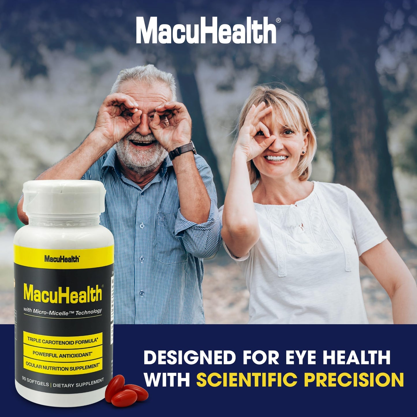 MacuHealth Triple Carotenoid Formula - Eye Vitamins for Adults - 90 Softgels, 3 Month Supply - Advanced Eye Support & Health Eye Formula