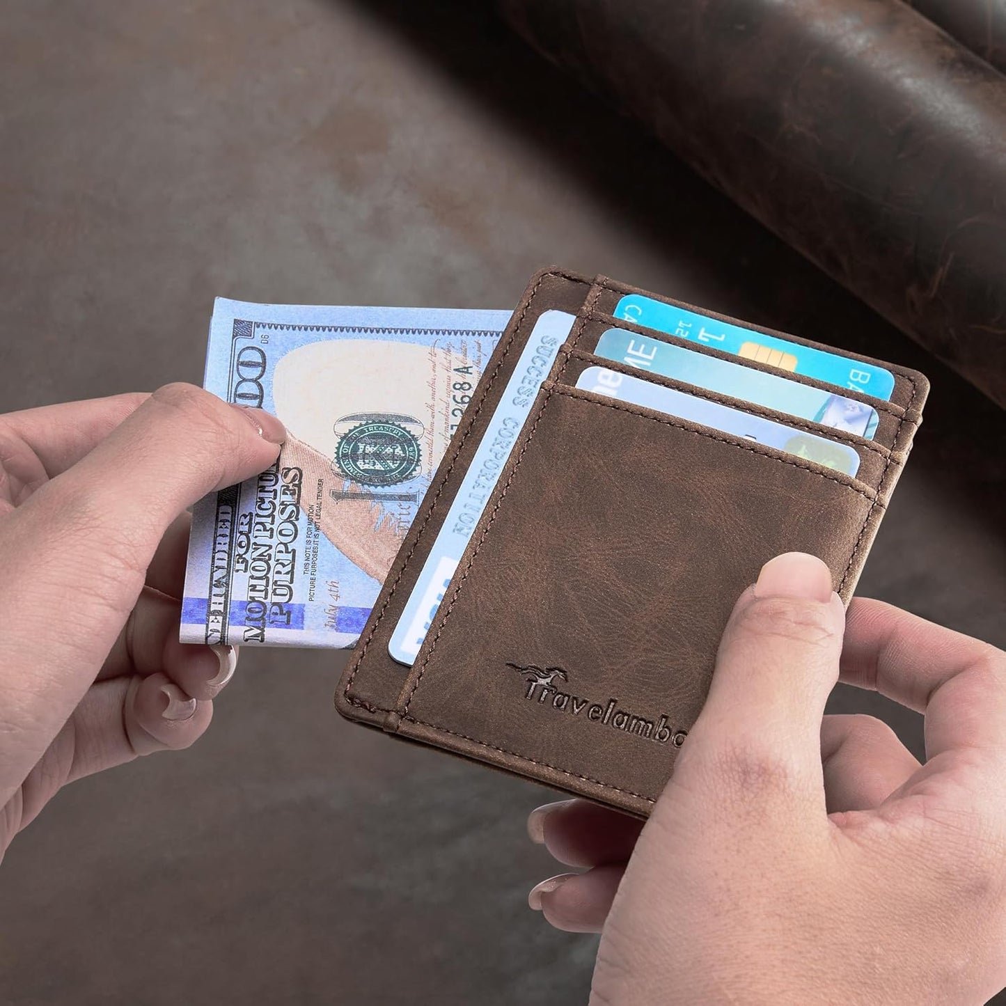 Minimalist Leather RFID Blocking Slim Wallet - Medium Size for Front Pocket Use