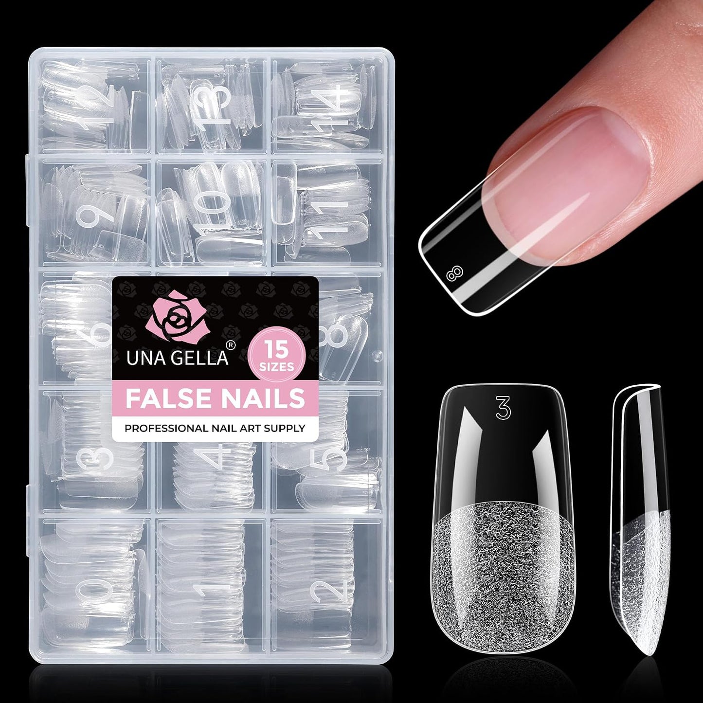 Short Almond Gel Nail Tips - 300PCS Pre-Etched Soft Gel for Easy DIY | Snug Fit Acrylic Extensions