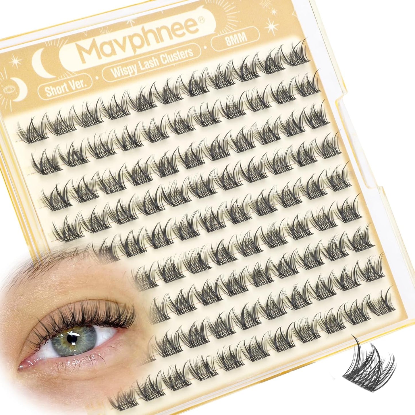Natural Cluster Eyelash Extensions - Short Lash Clusters 8-10-12MM | CC-Curly Wispy Individual Lashes, 144 Pcs