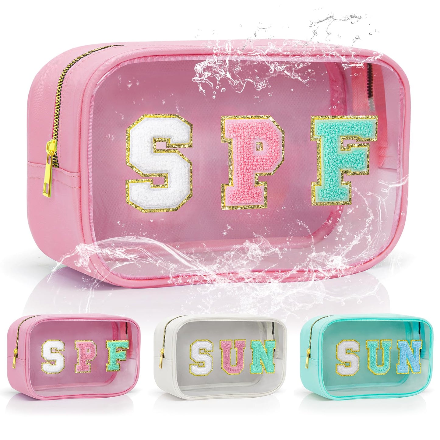Kcjdd Clear Waterproof Sunscreen Sun Bags Travel Toiletry Makeup Bag Pouch Beach Pool Summer Essentials SPF Bag For Women Girls