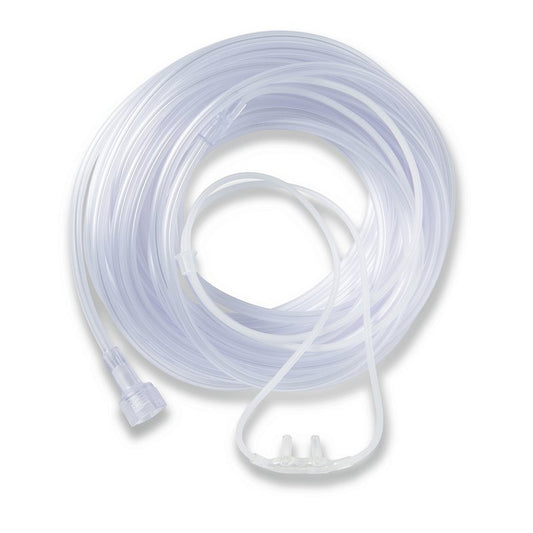 Medline Supersoft Nasal Oxygen Cannula, Universal Connector, 7-Foot Tubing, Adult Size, Pack of 50