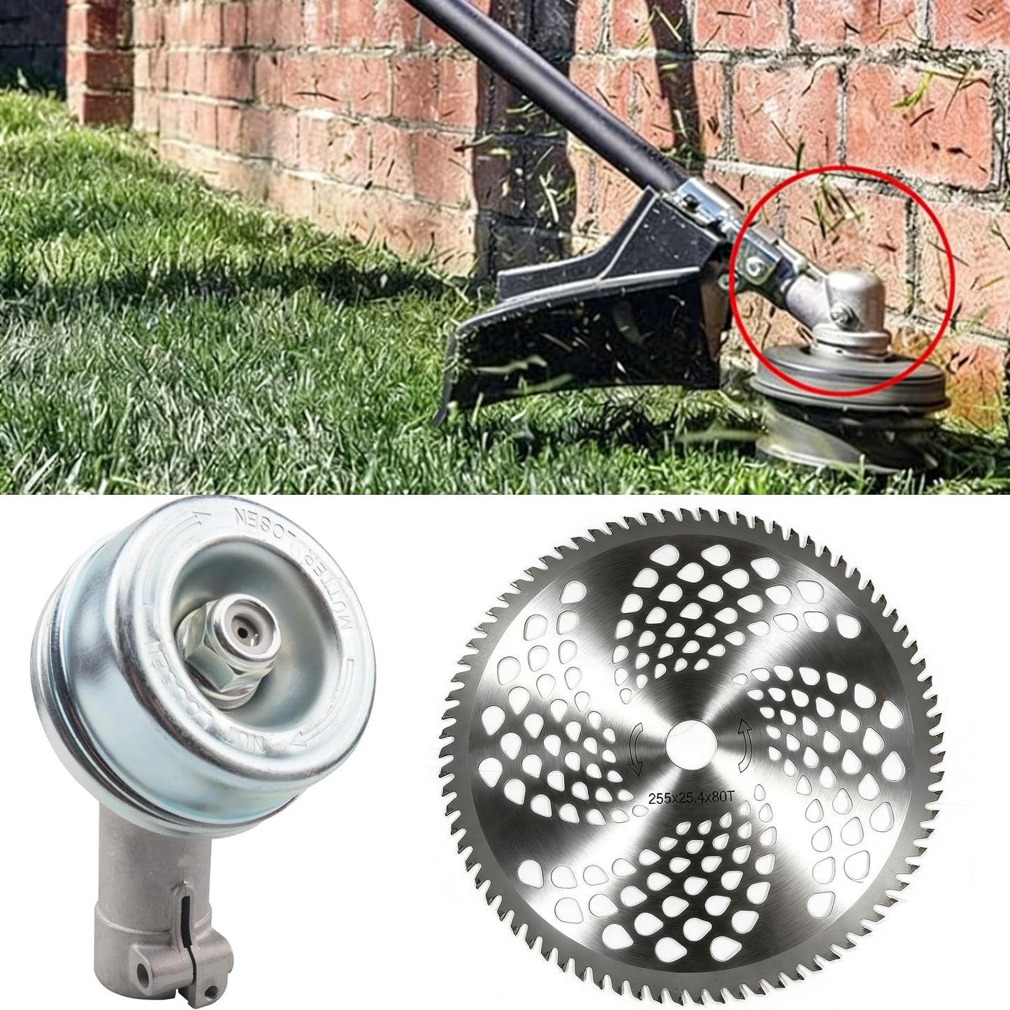 10" x 80T Brush Cutter Blade and 4144 640 0102 Trimmer Gear Head Replacement for Stihl FS55,FS56C,FS70,FS56,FS70R Brushcutter Part No. 4144 640 0100 (Suitable for Trimmer Models Produced After 2014)