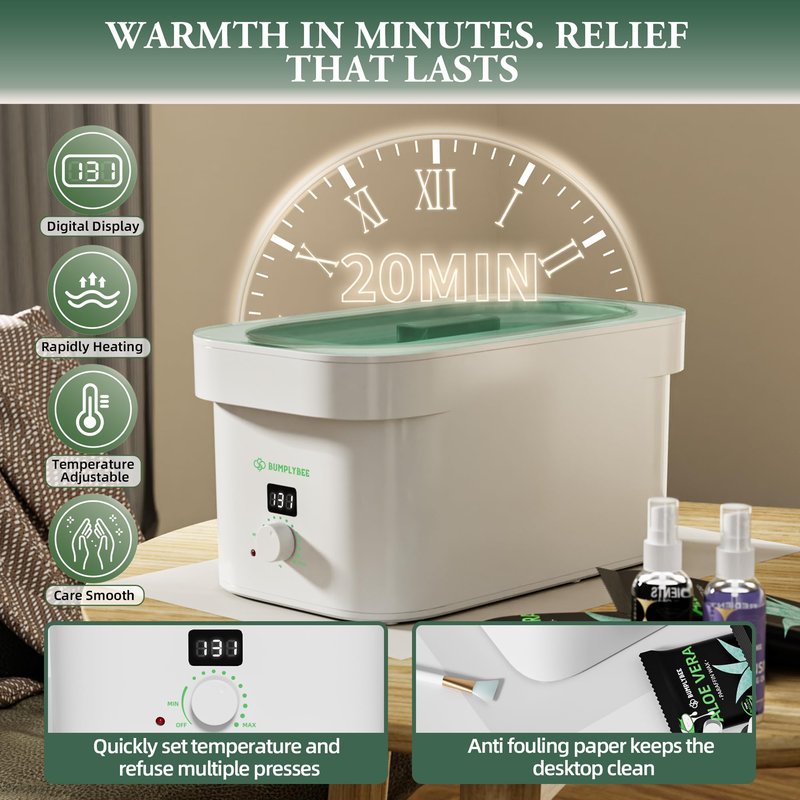 BUMPLYBEE 7000ml Paraffin Wax Machine for Hand and Feet-White Hand Wax Paraffin Machine for Hands with 10pcs Aloe Vera Paraffin Bath Refills,Ideal Gifts for Women