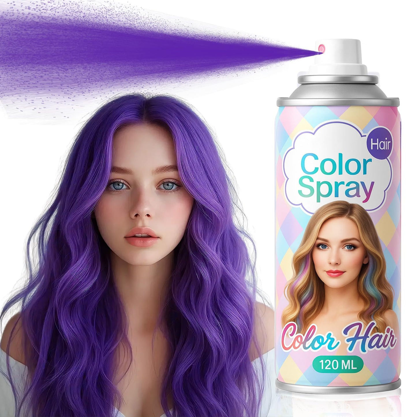 Purple Temporary Hair Color Spray for Women Men & kids, 1-Day Washable Hair Spray, Fun Bright Shade for Cosplay, Halloween, DIY Hair Looks, Festivals & Parties