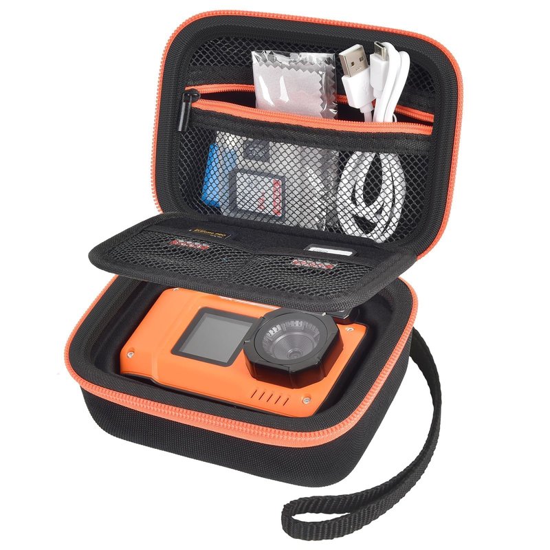 8K Digital Camera Case Compatible with Tupsio/for Fohoa/for SPUNALP/for Mafiti Rugged Waterproof Camera for Snorkeling,Selfie Underwater Camera Storage Holder with Mesh Bag for Accessories (Case Only)