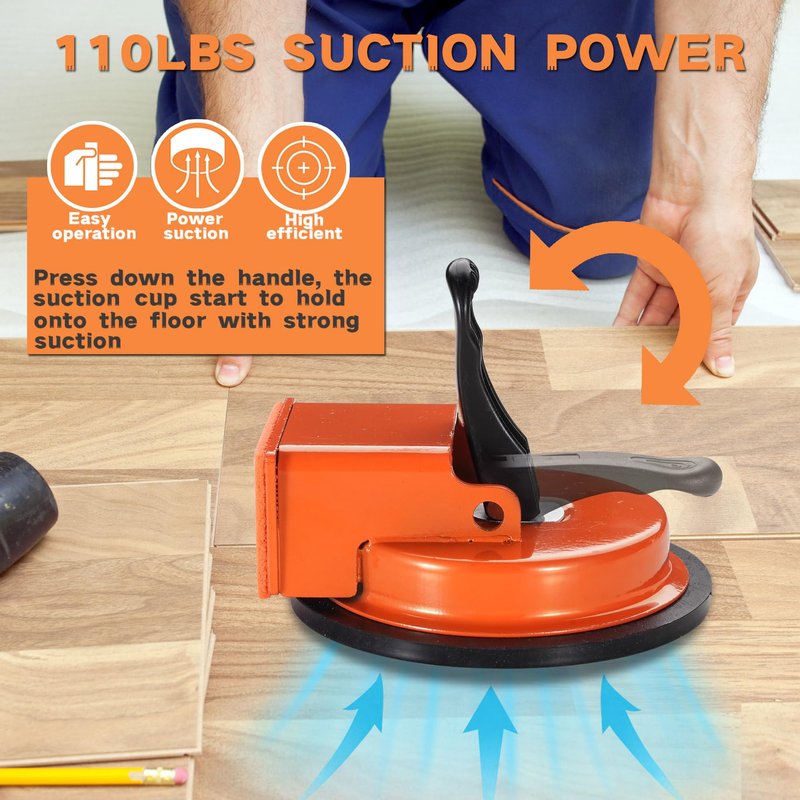 REXBETI Floor Gap Fixer Tool, Plank Gap Repair Kit, Upgraded Heavy Duty Suction Cup Laminate Flooring Tool, Widened Striking Face, 10pcs Sticky Pads for Fixer Laminate/Vinyl Flooring/Hardwood