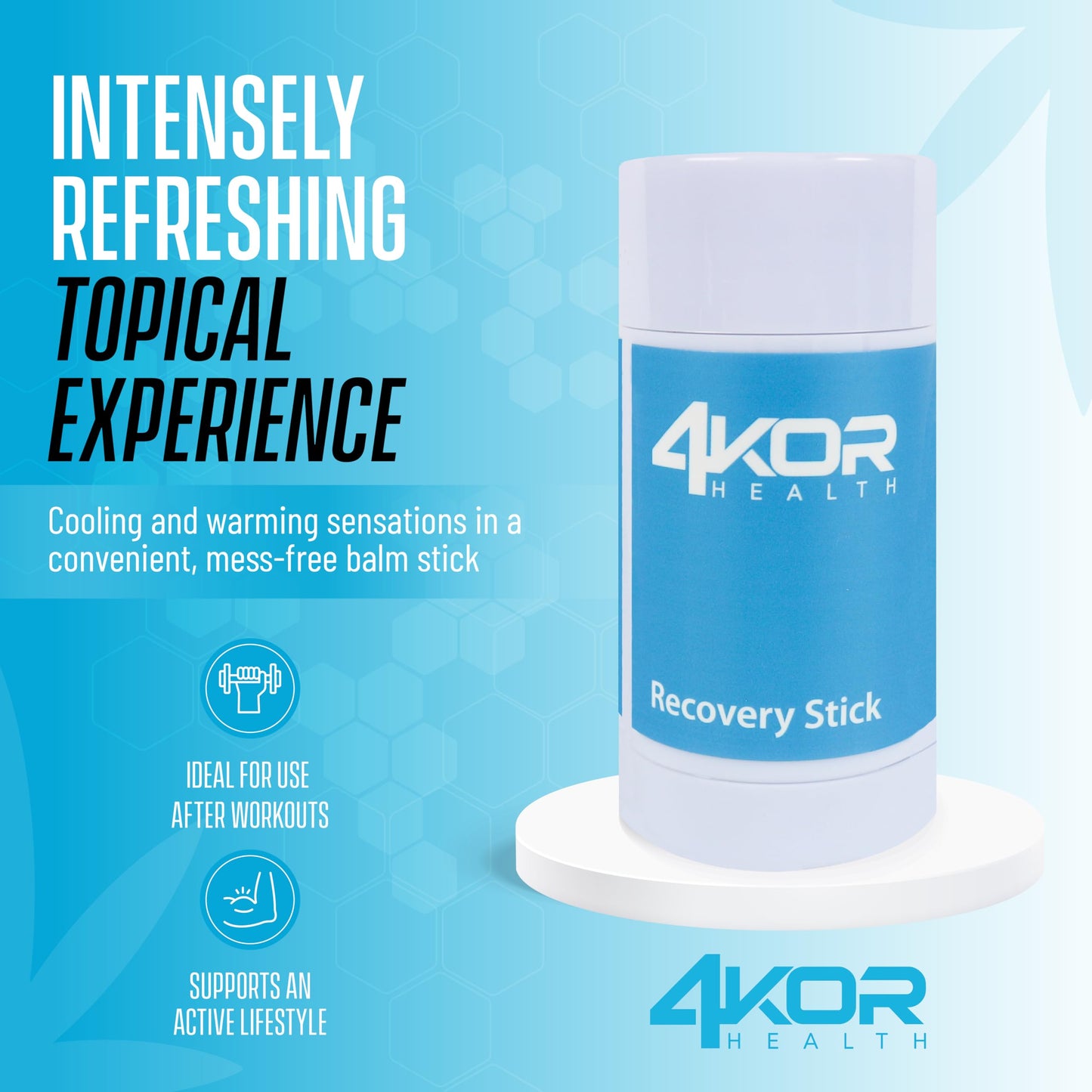 4KOR Hemp Infused Balm Stick – Topical Skin Balm with Cooling & Warming Sensation | Portable, Non-Greasy Twist-Up | 1 oz