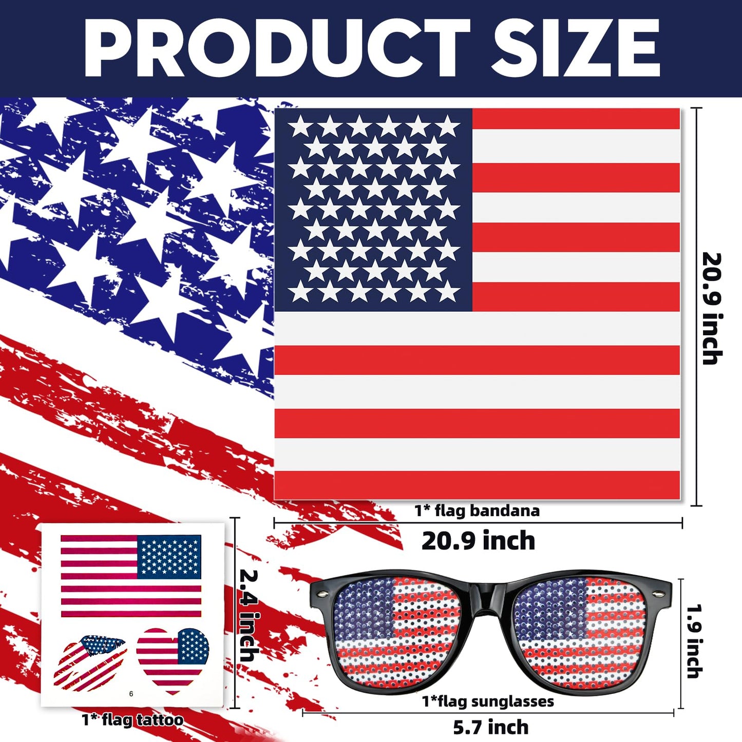 2026 Soccer Fan Flag Cape Set, National Cape Sunglasses Headband Tattoos, Flag Costume Cape for Match Day Party 4th of July(America)