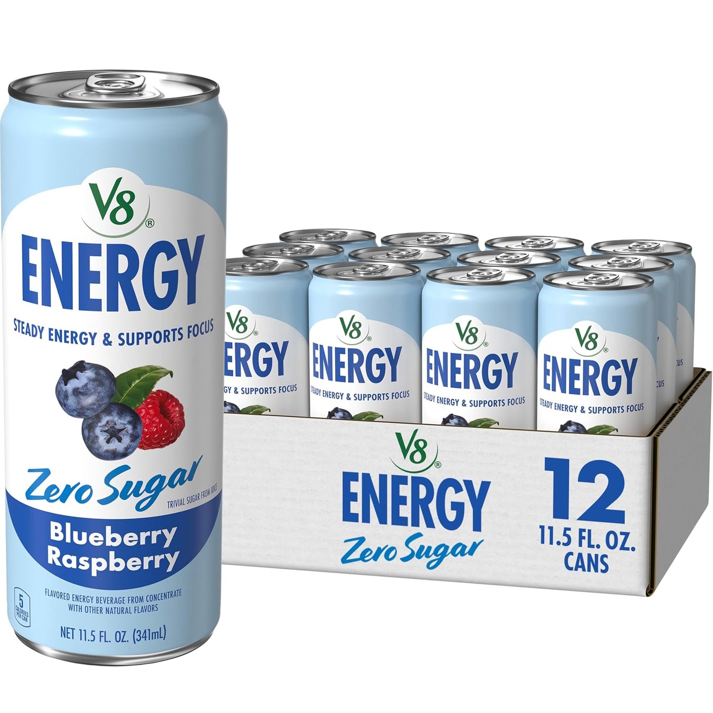 V8 Energy Peach Mango Energy Drink - 8 Fl Oz Can | 24 Pack of Refreshing Energy Boost