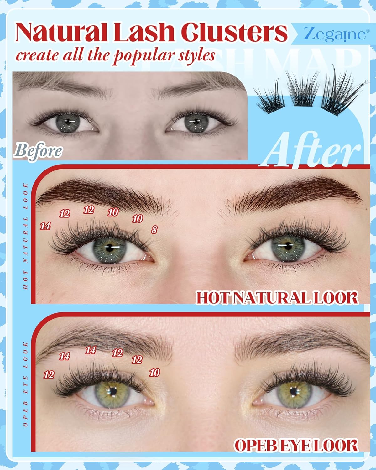 Fairy Cluster Eyelash Extensions - Natural Short C Curly Spiky Lashes | 168 Pcs in 8-10-12-14MM for a 'No Makeup' Look
