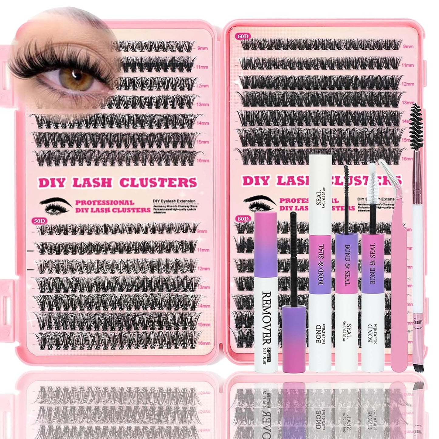 Eyelash Clusters Kit - 560 Pcs Fluffy D Curl Individual Lash Extensions | 9-16mm Length