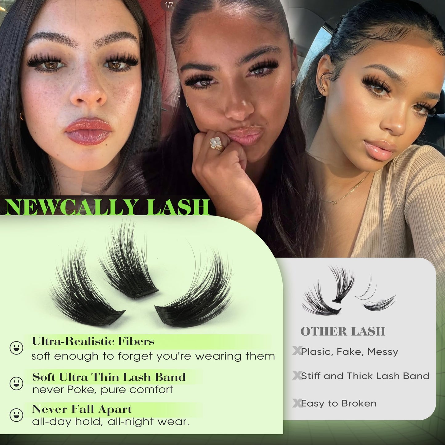 Cat Eye Lash Clusters Fluffy Eyelash Clusters with Bottom Lashes Thick Volme Lash Extension Pre Mapped Mink Cluster Eyelash Extensions D-curly Soft Cluster Lashes Individuals by Newcally