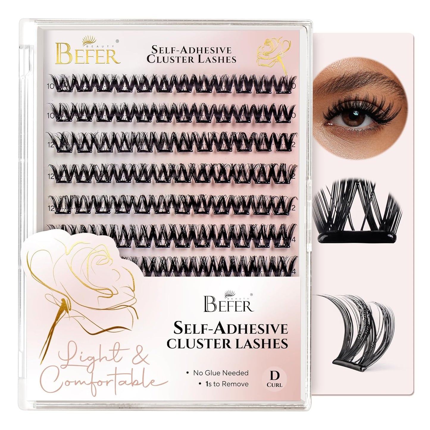 Self-Adhesive Eyelash Clusters - D Curl 10-16MM | Natural Look, Reusable & Easy DIY Application