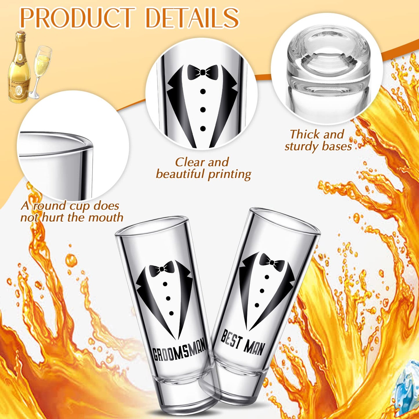 Didaey 12 Pcs Groomsmen Shot Glasses and Wooden Bottle Opener Set Include 6 Best Man Shot Glasses and 6 Bottle Opener Groomsmen Gifts Best Man Gift for Wedding Favor(Simple)