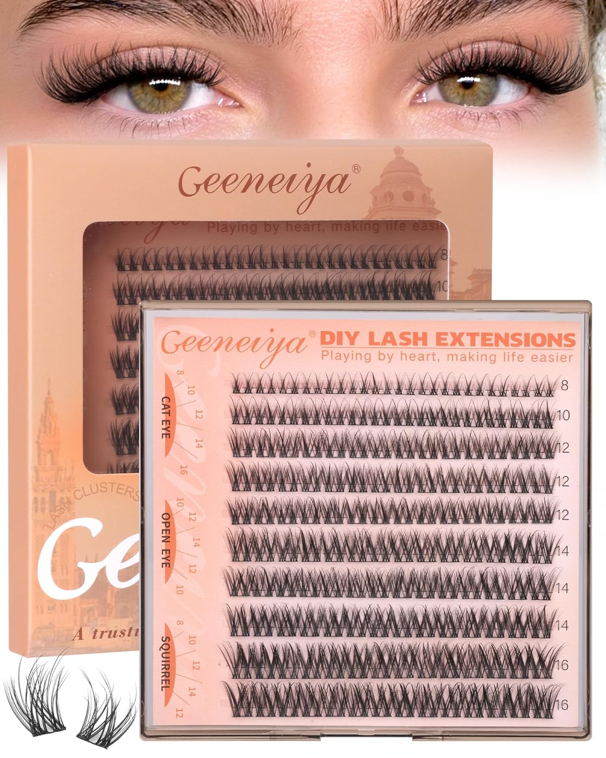 Fluffy Lash Clusters - 3D C Curl Eyelash Extensions for Salon-Quality Lashes | 8-16mm Natural Length
