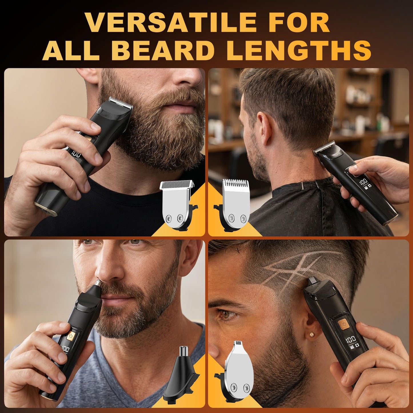 Beard Trimmer for Men, All-in-One Electric Razor & Hair Clipper, Waterproof Cordless Mustache Grooming Kit, Rechargeable Beard Hair Nose Ear & Body Trimmer, Face Shaver, Gifts for Men Husband Father