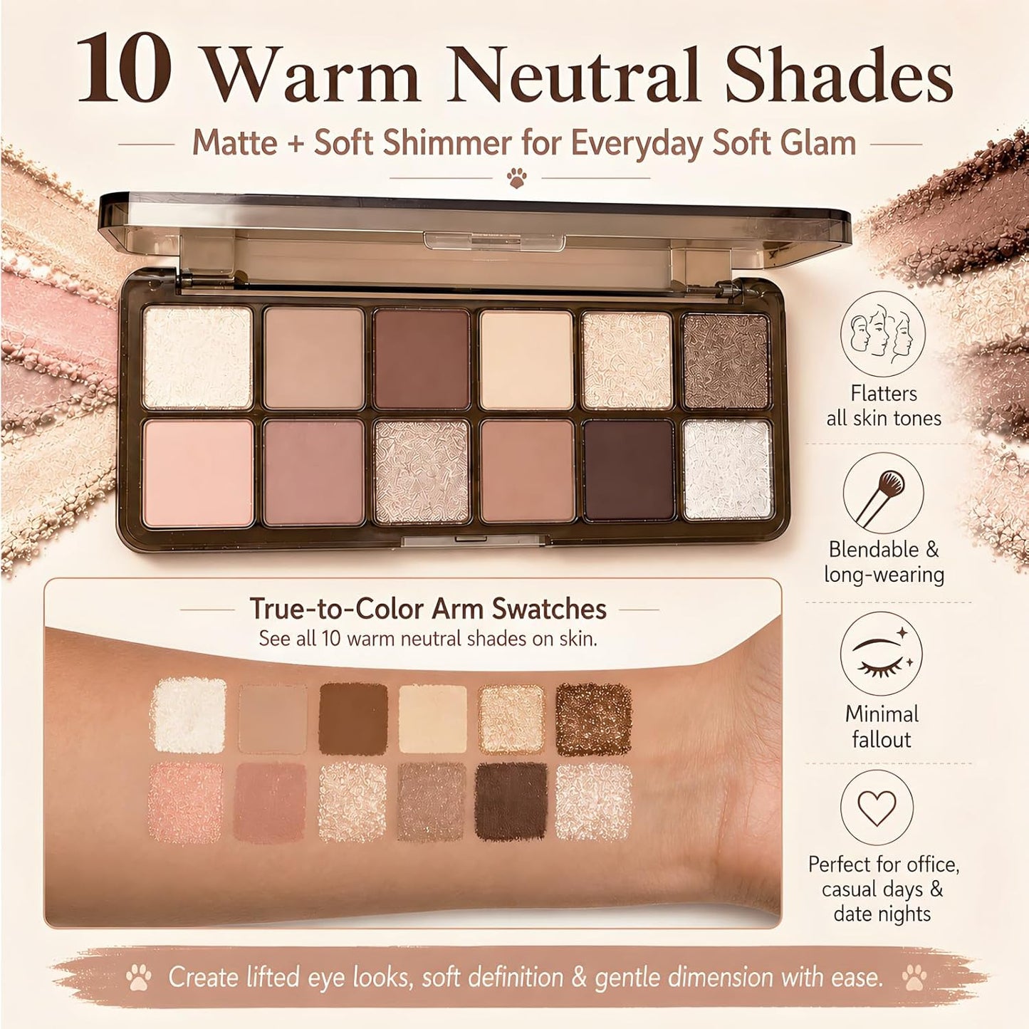 Eye Makeup Kit for Women - 90s Neutral Eyeshadow, Brow Powder, Cat Eyeliner Guides | Complete Makeup Gift Set for Girls & Teens