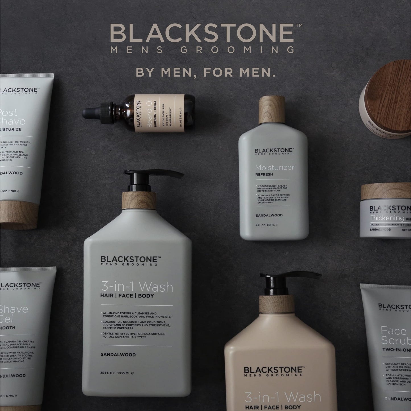 Blackstone Men's Grooming Post Shave Moisturizer with Tea Tree Oil, Shea Butter, Vitamin E, & Aloe | Soothing Cooling Balm | & Paraben Free | Sandalwood (6 oz)