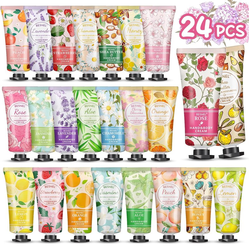 BESNEL Hand Cream Gift Set - 24 Pack Mini Lotion for Dry Hands | Ideal Teacher Appreciation & Graduation Gifts