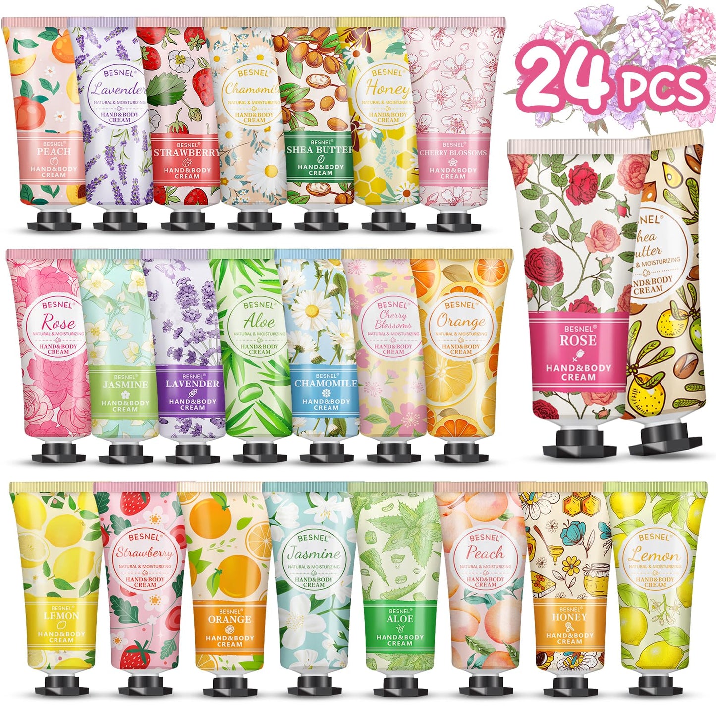 24 Pack Hand Cream Gift Set For Women,Teacher Appreciation Gifts,Mini Hand Lotion Travel Size Moisturizing Hand Cream for Dry Cracked Hands,Graduation Gifts,Birthday Gift,Bridesmaid Gift,Party Favors