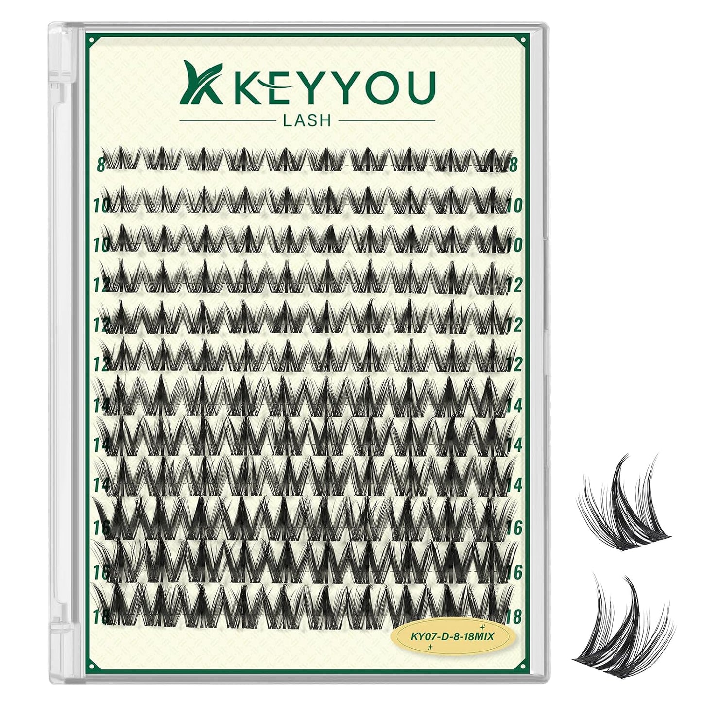KEYYOU 3D Eyelash Clusters - 280pcs Wispy Volume Lashes | 80D D Curl, 9-18mm Mix