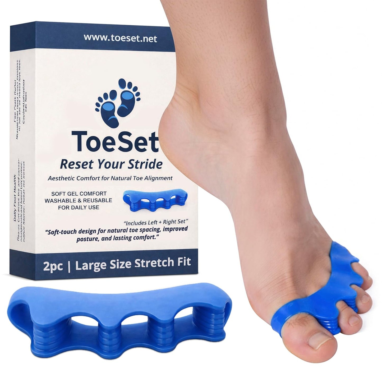 Toe Separators - Soft Gel Spacers for Foot Alignment & Comfort | Large Size