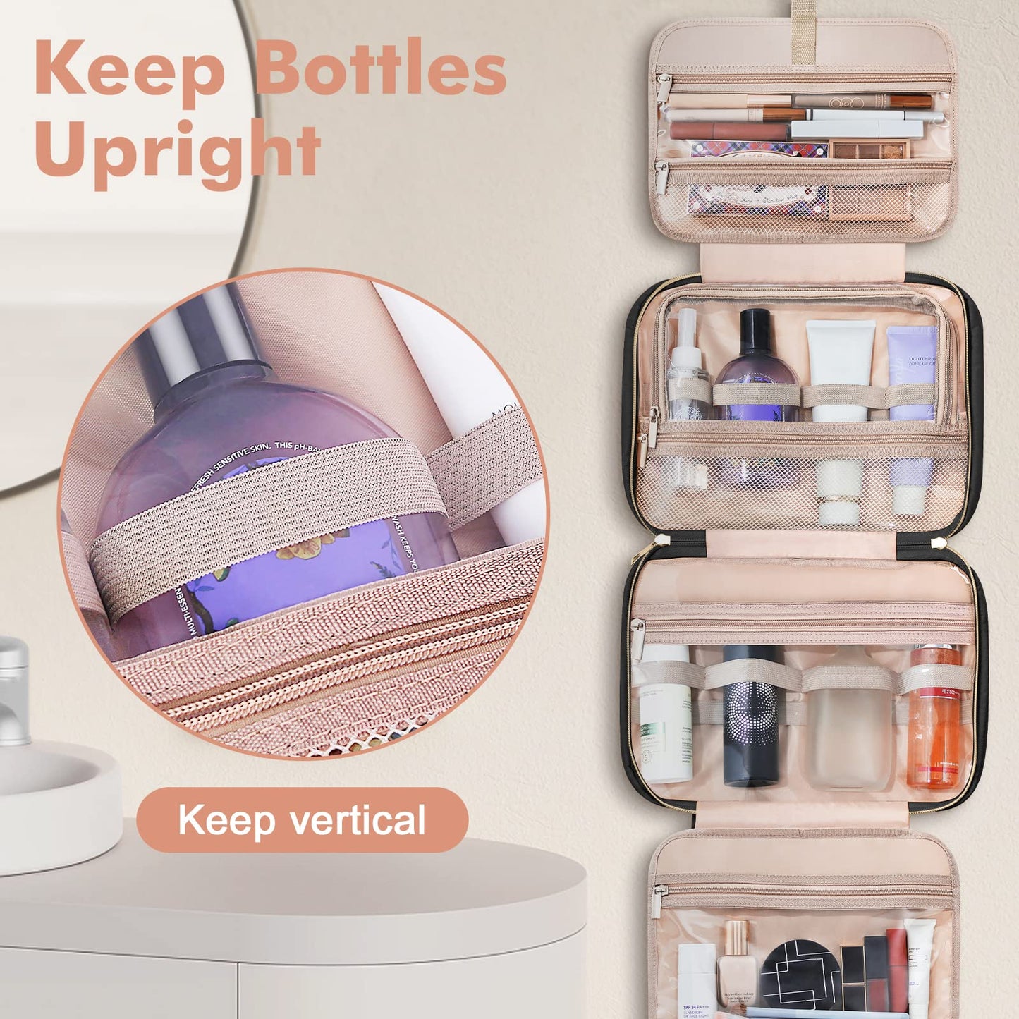 Wedama Toiletry Bag for Women, Hanging Travel Toiletry Bag