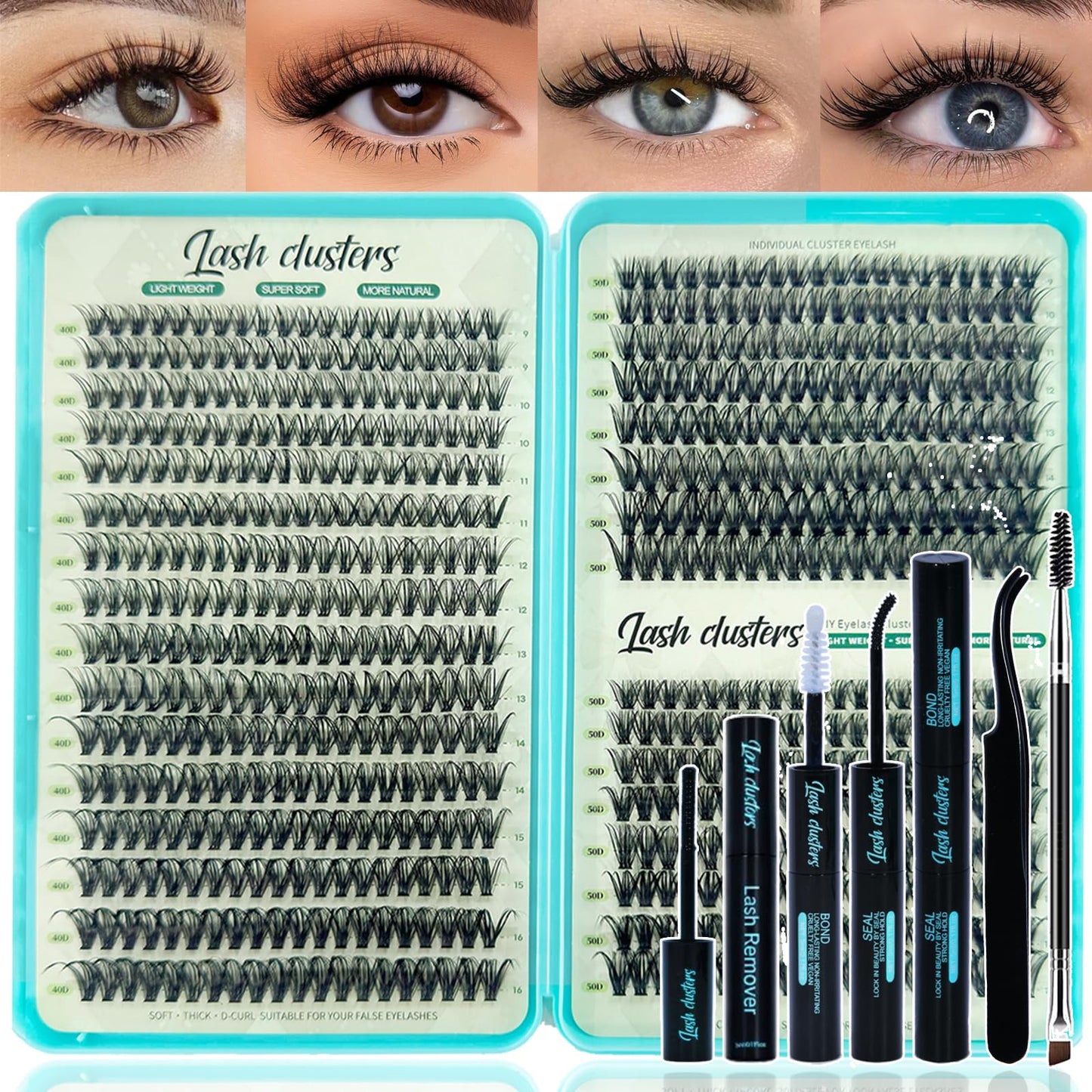 Lash Clusters Kit 640 Pcs D Curl Wispy Natural Cluster Eyelash Extensions