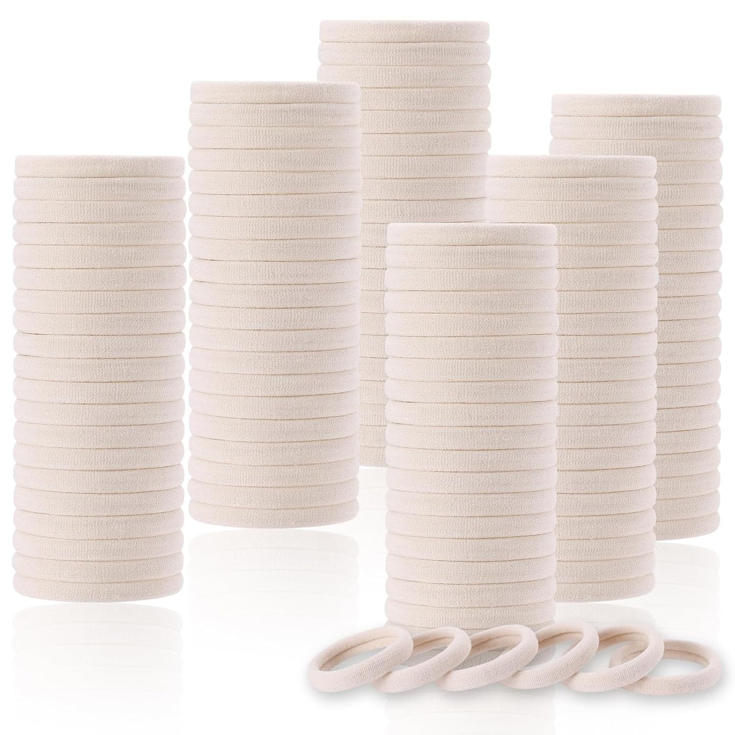 120PCS Black Hair Ties for Thick Hair - Seamless No Damage Elastic Ponytail Holders | Bulk Nylon Hair Bands for Women