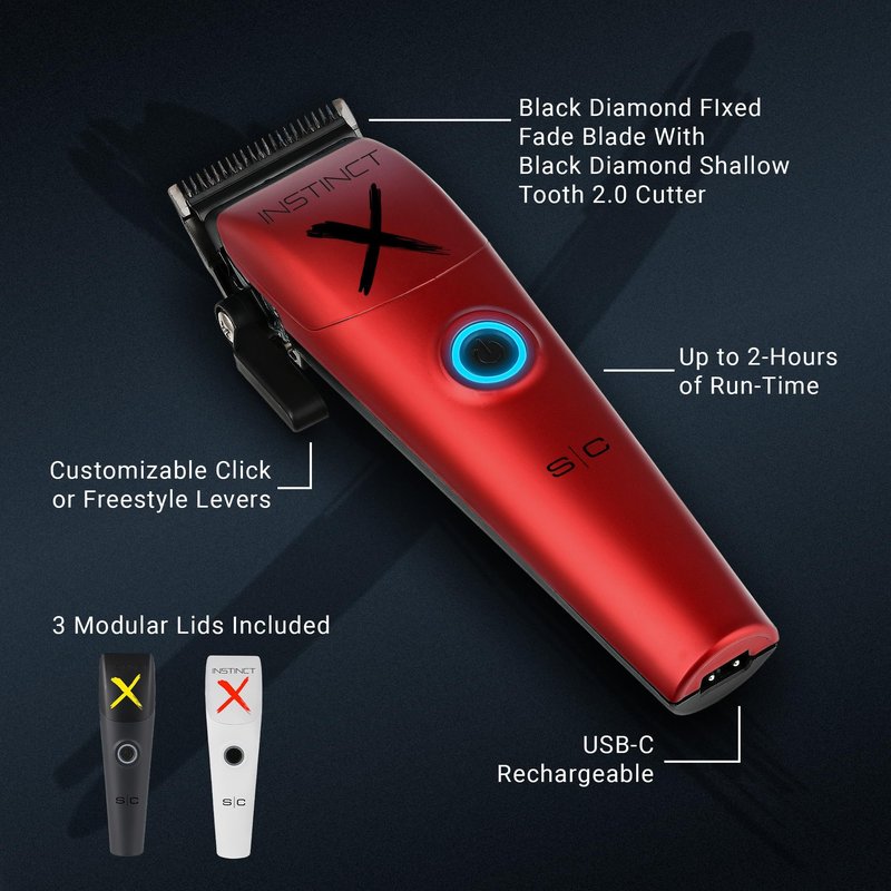 Stylecraft Instinct-X Cordless Hair Clipper Professional Vector Motor with Intuitive Torque Control, 3 Modular Lids