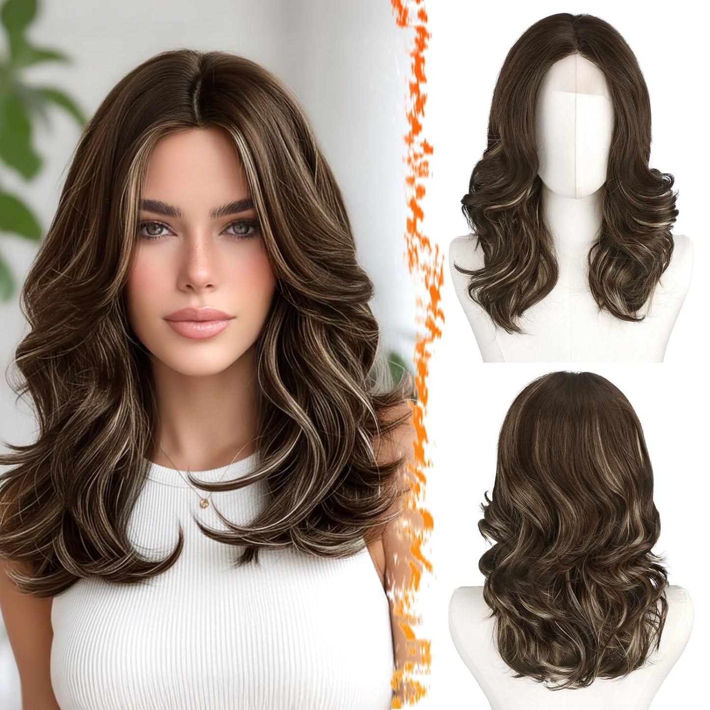 Short Wavy Layered Blonde Ombre Wig - Shoulder Length Body Wave with Face-Framing Bangs | Soft Synthetic Hair for Daily Wear