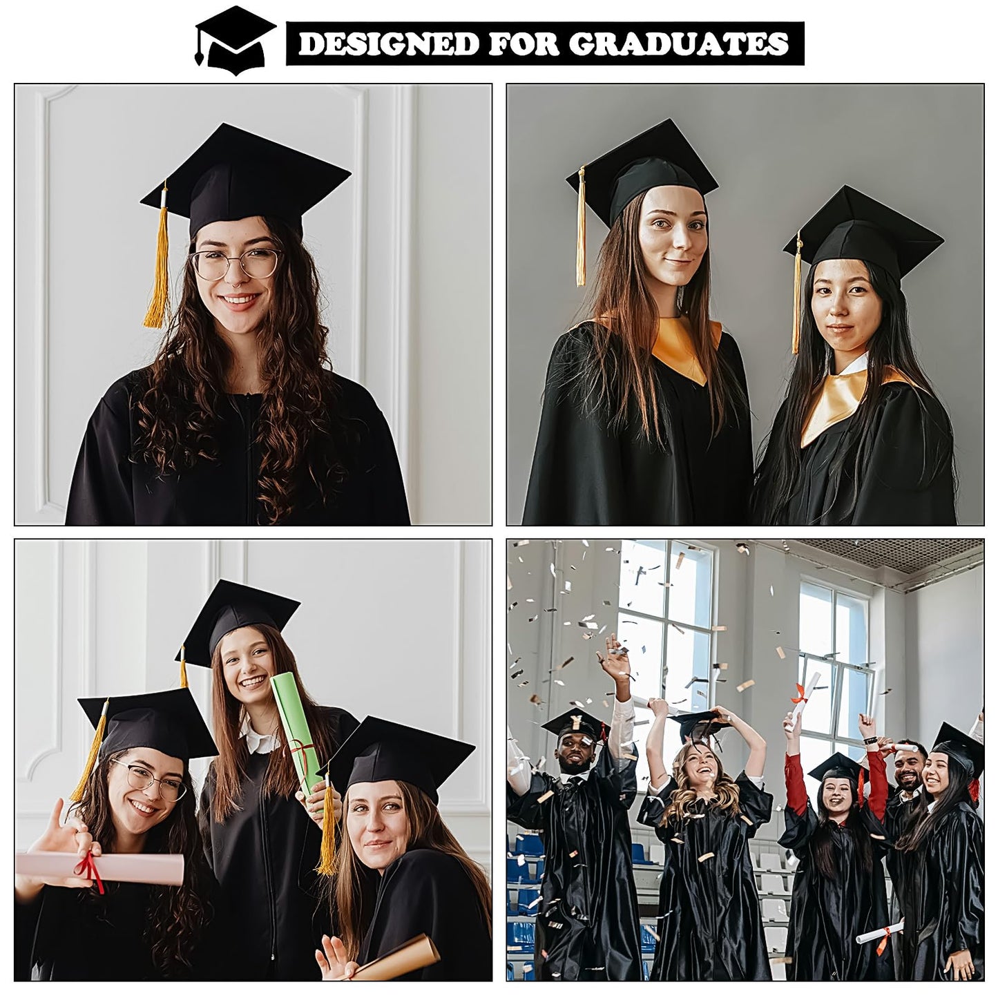 SARATA 2026 Graduation Cap Headband, Secures Your Graduation Cap and Hair Style Hat Accessories for Graduates, Students, Women