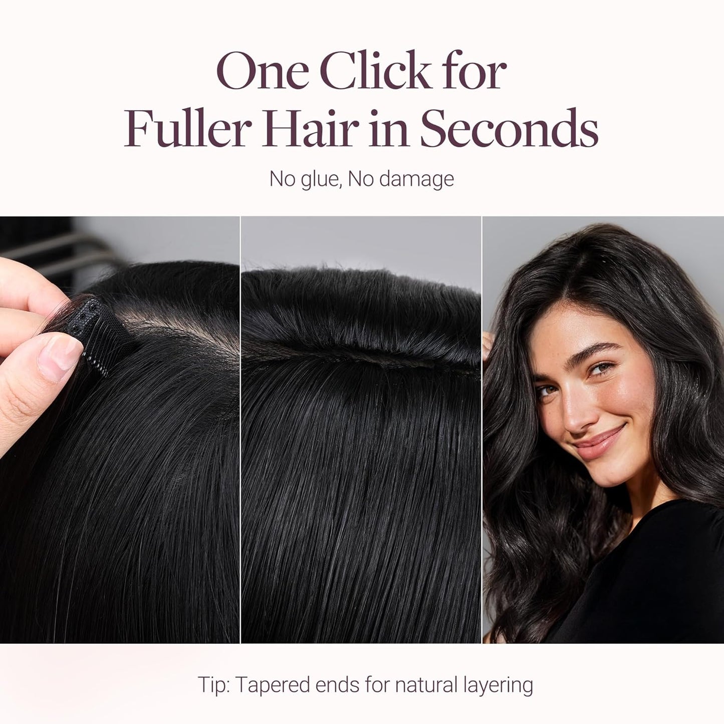 Scalp Hair Fill Ins - Clip-In Human Hair Extensions for Thinning Hair | 18-Inch Balayage 4/27/4 Chocolate Brown to Caramel Blonde, 30g, 4 Pcs
