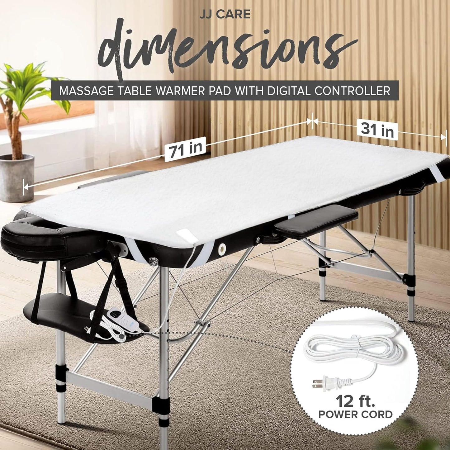 Massage Table Warmer - Digital 5 Heat Control Fleece Pad | 31"x71", Overheat Protection, 12 FT Cord