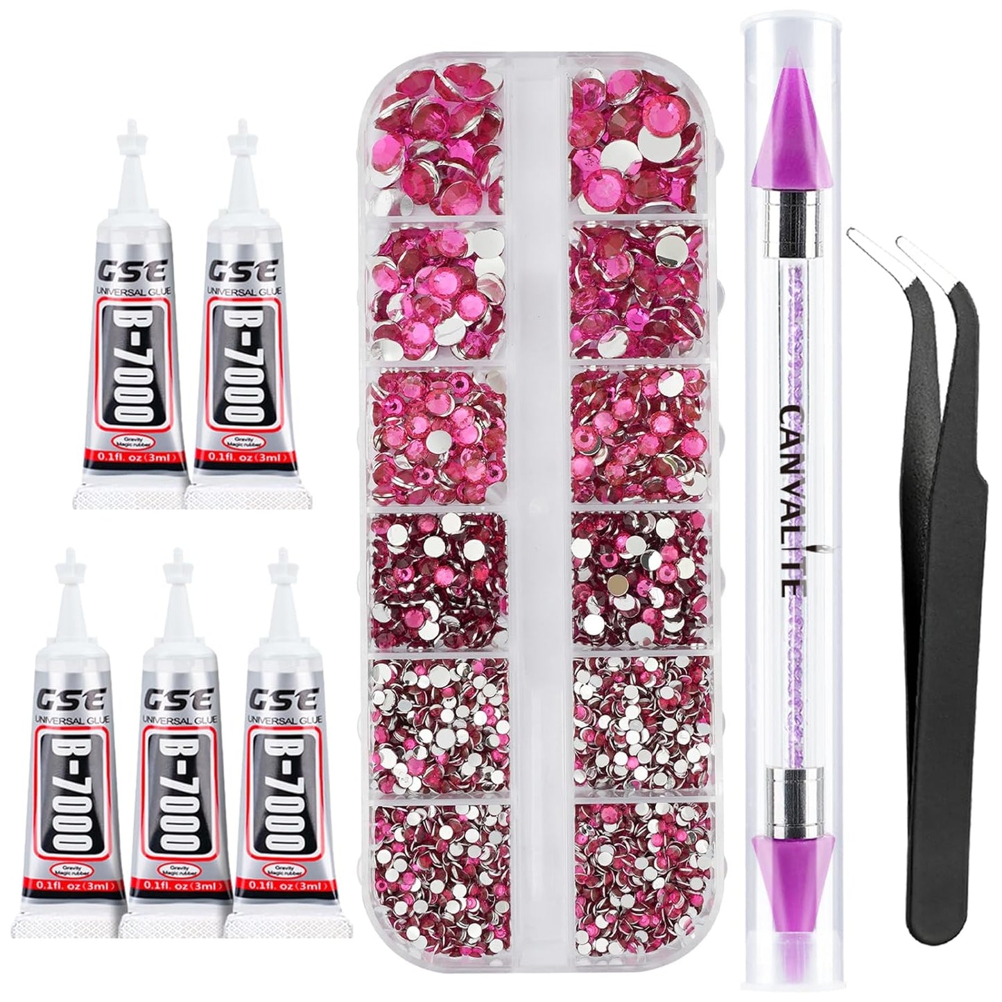 Canvalite 35000Pcs Multicolor Flatback Rhinestones - 3mm Bedazzling Kit with Glue & Tools for Crafting