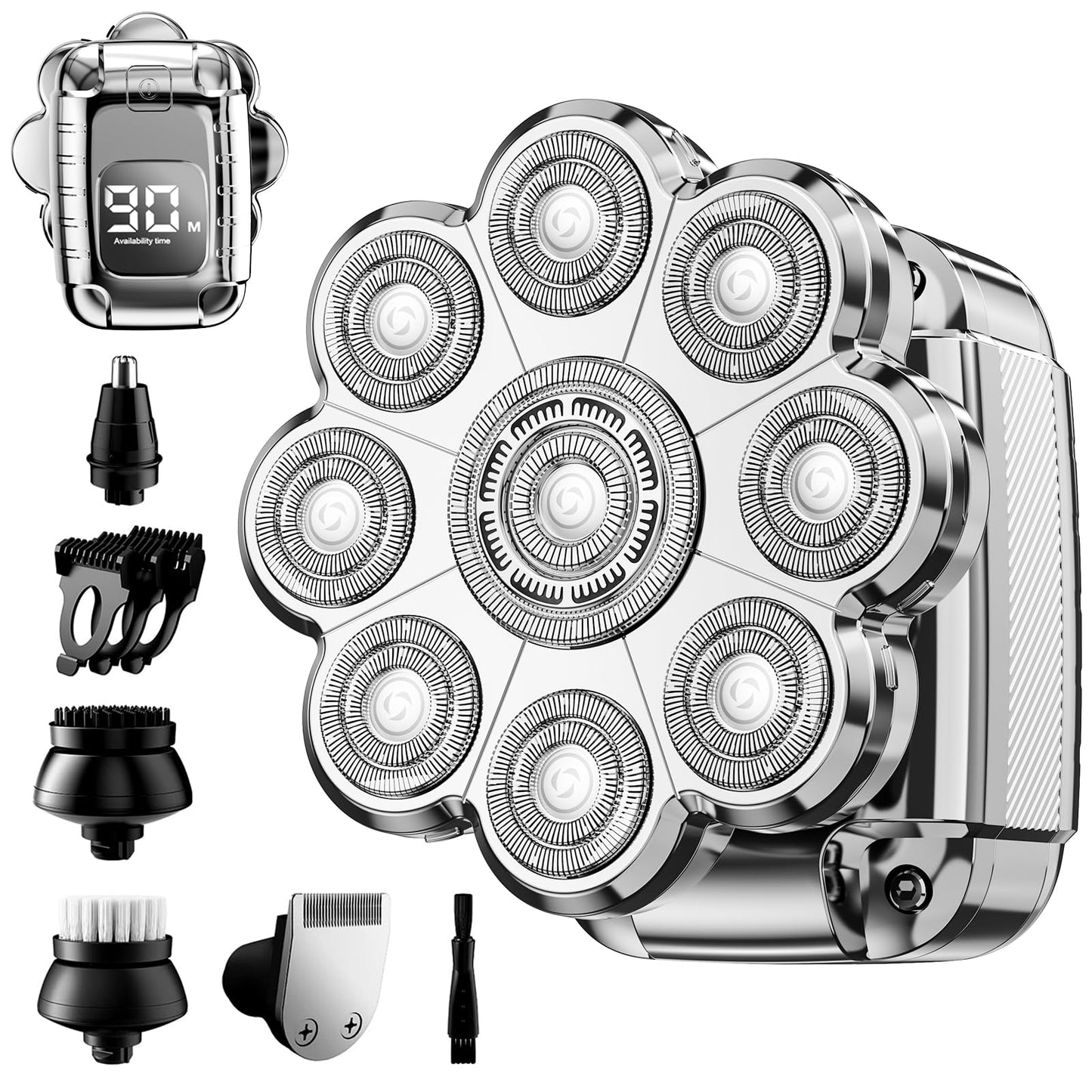 Head Shaver for Bald Men,2024 Upgrade 9-in-1 Men’s Electric Shaver Bald Head Shaver for Men,Electric Razor for Bald Men IPX7 Waterproof Rotary Shaver Grooming Kit with LED Display